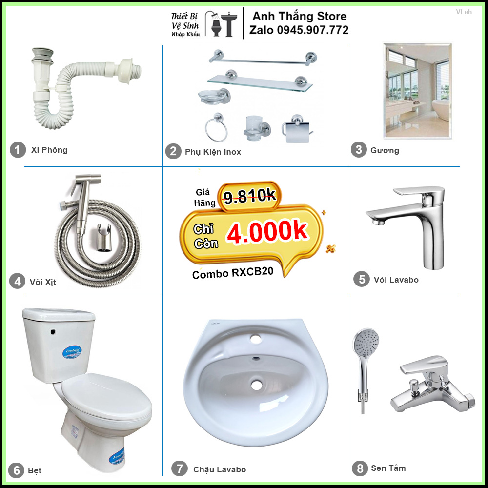Combo Trọn Bộ Phòng Tắm Thiết Bị Vệ Sinh RXCB20