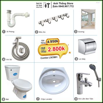 Combo Trọn Bộ Phòng Tắm Thiết Bị Vệ Sinh LSCB01
