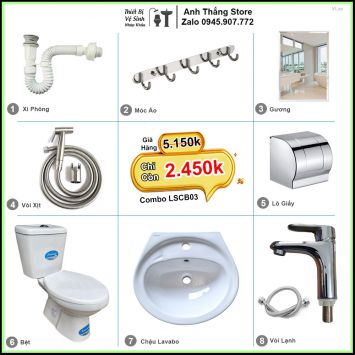 Combo Trọn Bộ Phòng Tắm Thiết Bị Vệ Sinh LSCB03
