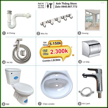 Combo Trọn Bộ Phòng Tắm Thiết Bị Vệ Sinh LSCB04