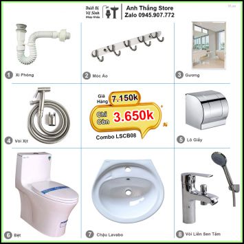 Combo Trọn Bộ Phòng Tắm Thiết Bị Vệ Sinh LSCB08