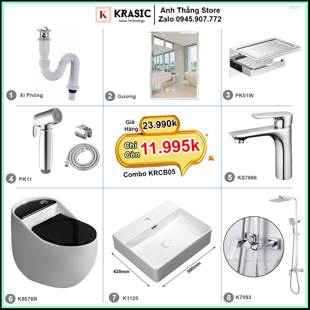 Combo Trọn Bộ Phòng Tắm Thiết Bị Vệ Sinh KRCB05