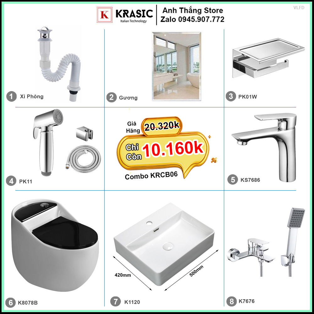 Combo Trọn Bộ Phòng Tắm Thiết Bị Vệ Sinh KRCB06