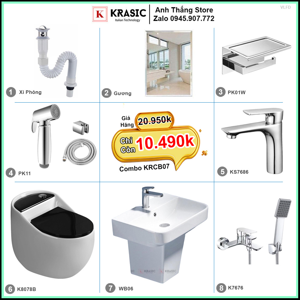 Combo Trọn Bộ Phòng Tắm Thiết Bị Vệ Sinh KRCB07