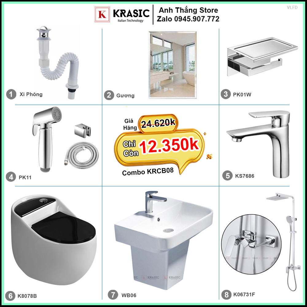 Combo Trọn Bộ Phòng Tắm Thiết Bị Vệ Sinh KRCB08