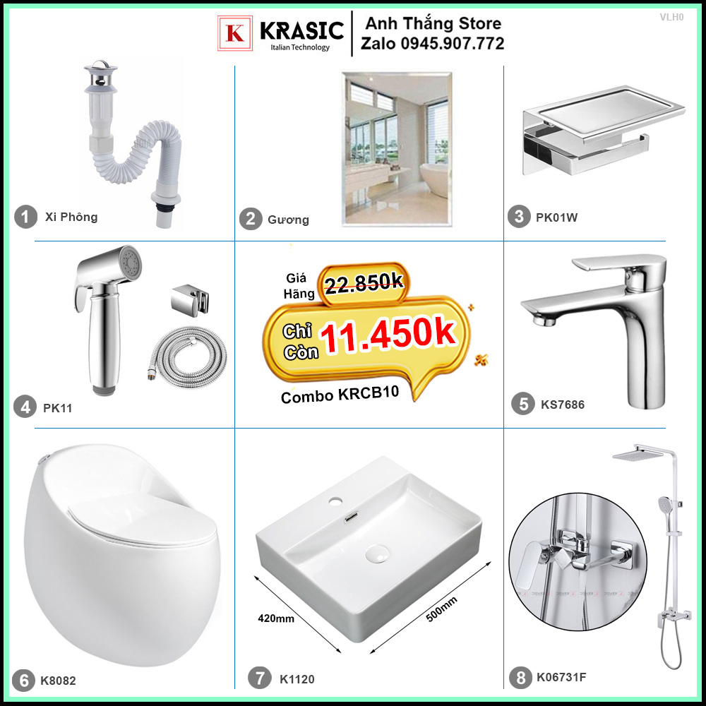 Combo Trọn Bộ Phòng Tắm Thiết Bị Vệ Sinh KRCB10