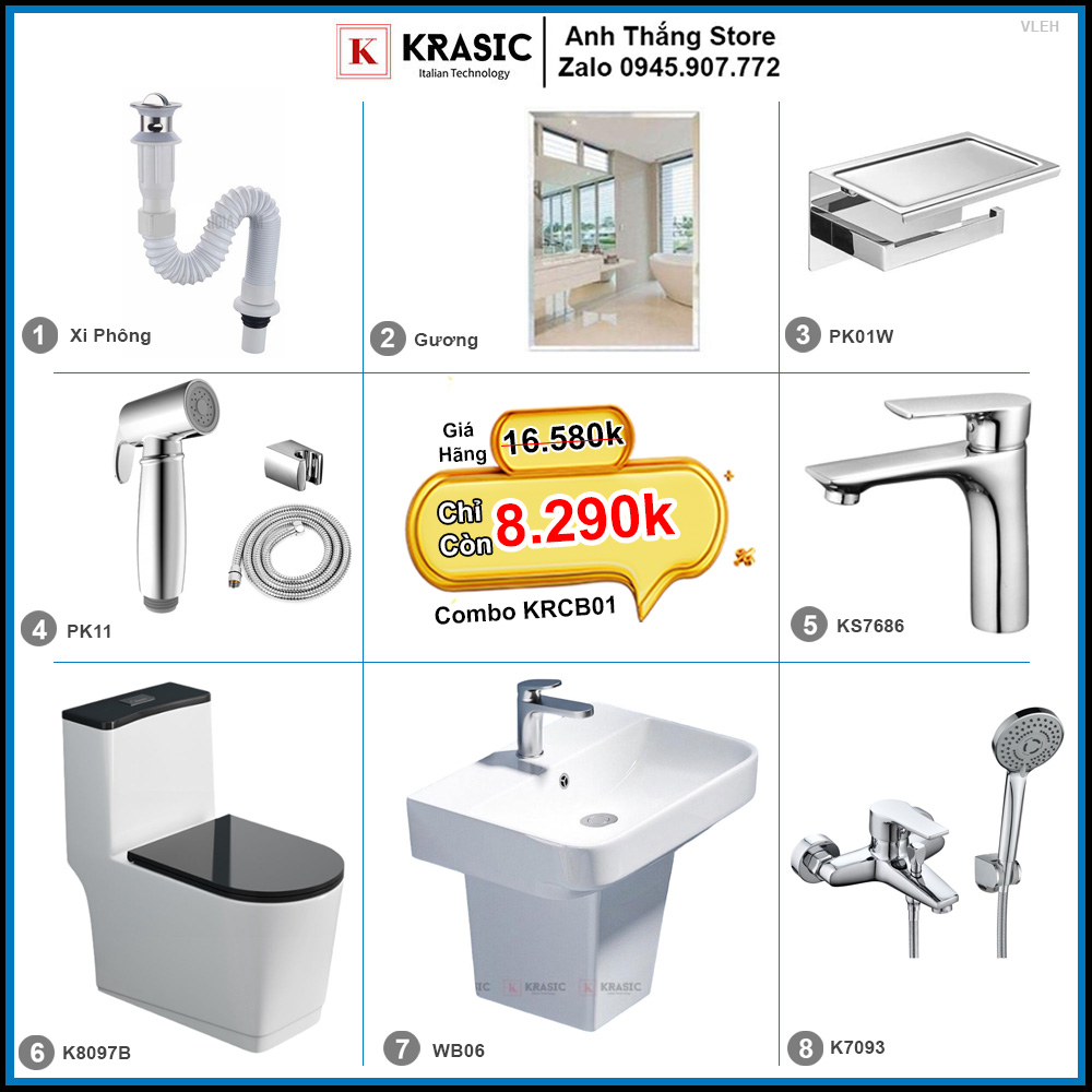 Combo Trọn Bộ Phòng Tắm Thiết Bị Vệ Sinh KRCB01