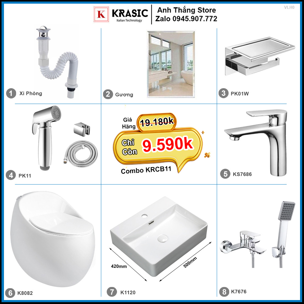 Combo Trọn Bộ Phòng Tắm Thiết Bị Vệ Sinh KRCB11