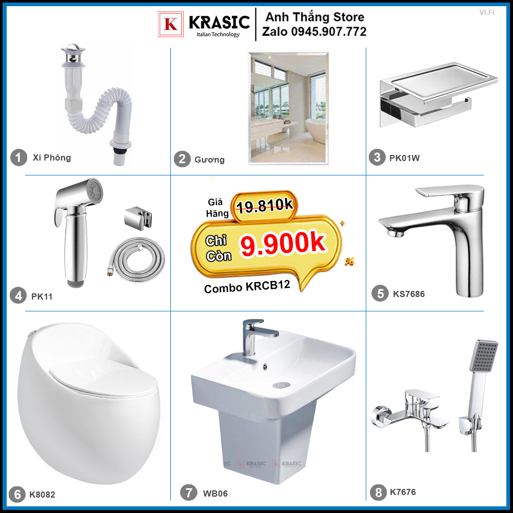 Combo Trọn Bộ Phòng Tắm Thiết Bị Vệ Sinh KRCB12