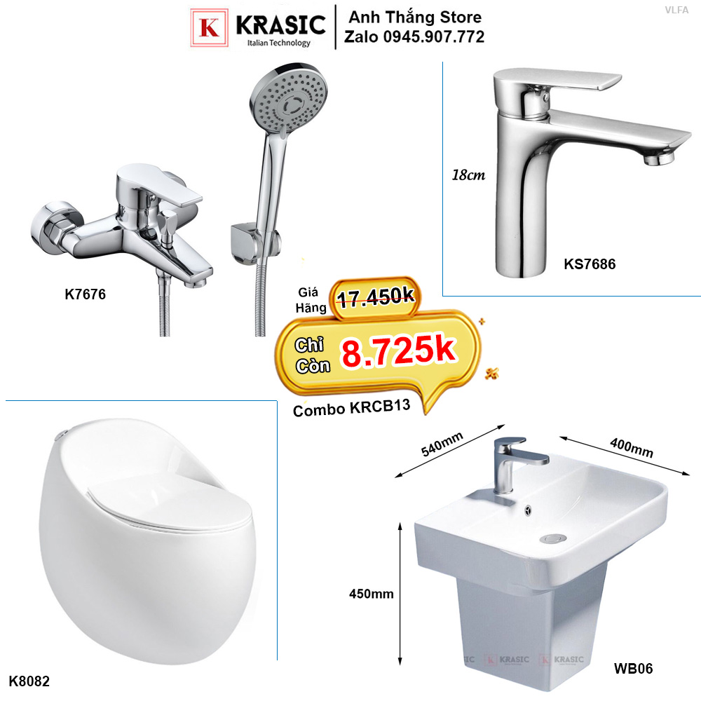 Combo Trọn Bộ Phòng Tắm Thiết Bị Vệ Sinh KRCB13
