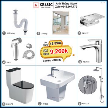 Combo Trọn Bộ Phòng Tắm Thiết Bị Vệ Sinh KRCB02