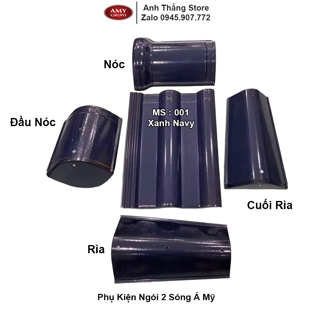 Ngói 2 Sóng Á Mỹ 1 Vít Queen Xanh Navy