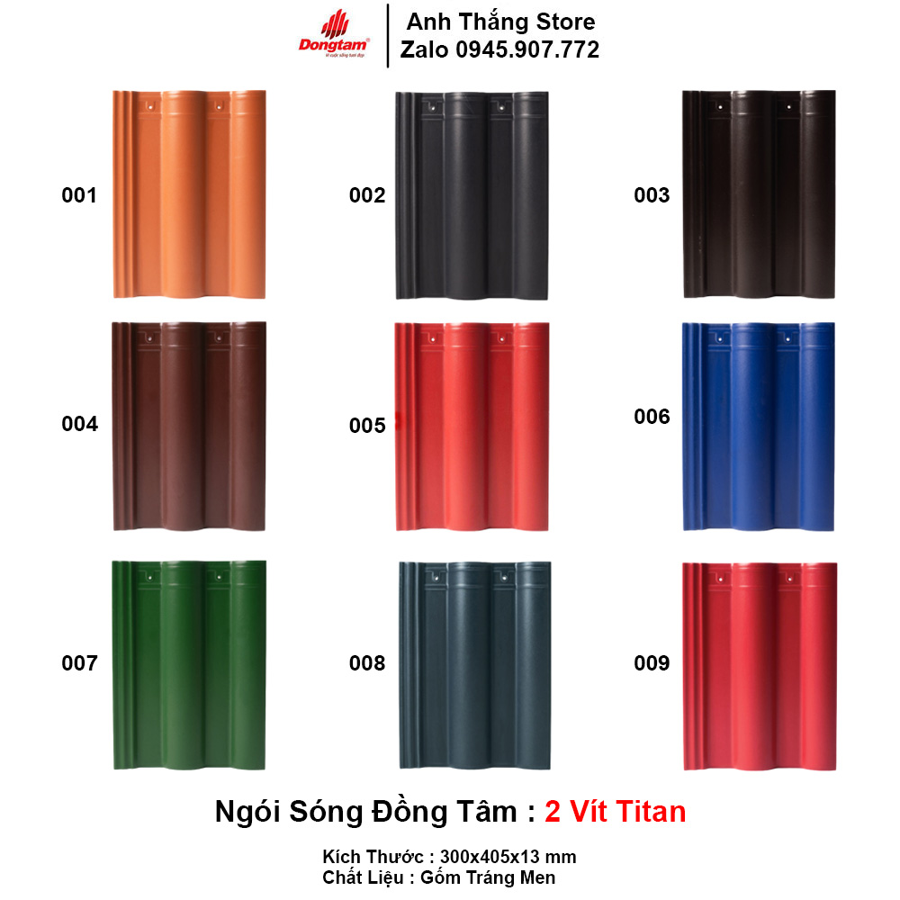 Ngói Sóng Đồng Tâm 2 Vít Titan 001-002-003-004-005-006-007-008-009