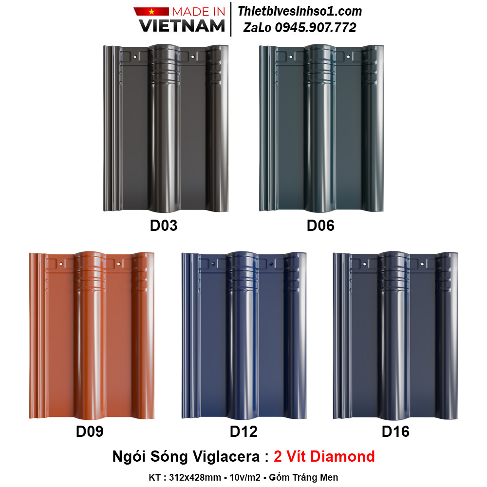 Ngói Sóng Viglacera 2 Vít Diamond