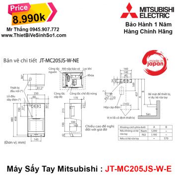 Máy Sấy Tay Mitsubisi JT-MC205JS-W-E-Lắp Đặt