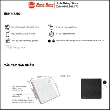 Công Tắc Cảm Ứng Rạng Đông CTCU.BLE V