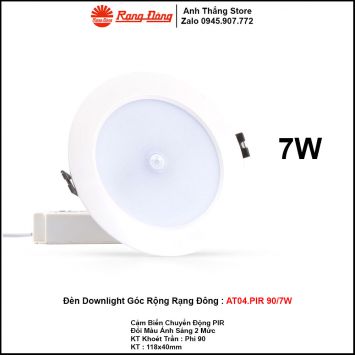 Đèn LED Downlight Cảm Biến Rạng Đông AT04.PIR 90/7W