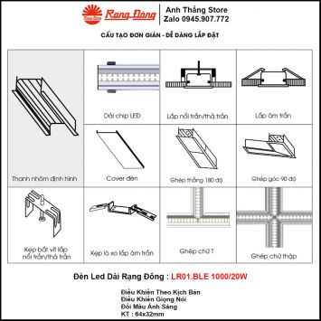 Đèn Led Linear Rạng Đông LR01.BLE 1000/20W