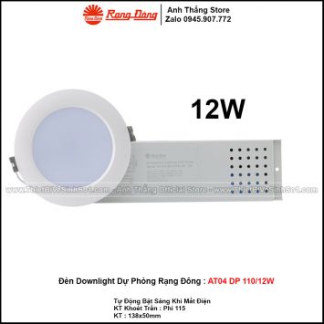 Đèn LED Downlight Dự Phòng Rạng Đông AT04 DP 110/12W