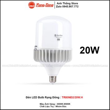 Đèn LED Bulb Rạng Đông TR80NĐ/20W.H