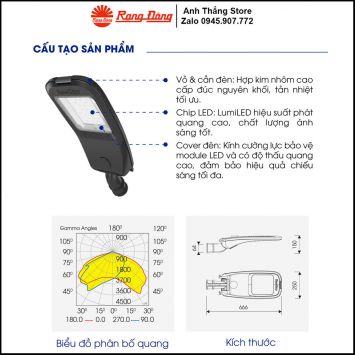 Cấu Tạo Sản Phẩm Đèn LED Chiếu Sáng Đường Rạng Đông CSD08