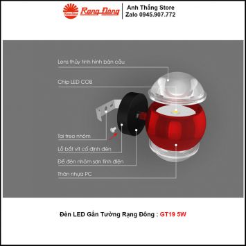 Đèn LED Gắn Tường Rạng Đông GT19 5W