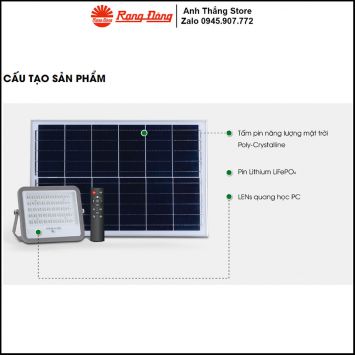 Cấu Tạo Đèn LED Chiếu Pha Năng Lượng Mặt Trời Rạng Đông CP02.SL.RF