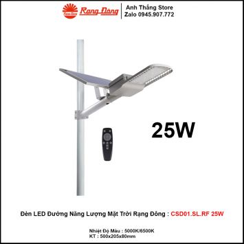 Đèn LED Đường Năng Lượng Mặt Trời Rạng Đông CSD01.SL.RF 25W