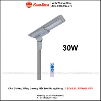 Đèn LED Đường Năng Lượng Mặt Trời Rạng Đông CSD02.SL.RF.RAD 30W