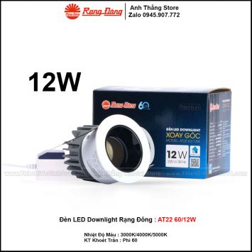 Đèn LED Âm Trần Downlight Rạng Đông AT22 60/12W