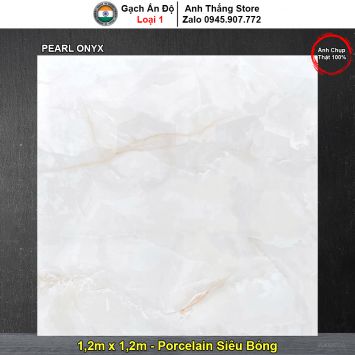 Gạch 1,2m x 1,2m Ấn Độ PEARL ONYX Vân Vàng Đỏ