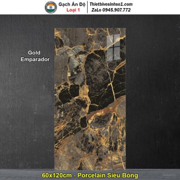 Gạch 60x120 Ấn Độ Gold Emparador Đá Nâu Đen