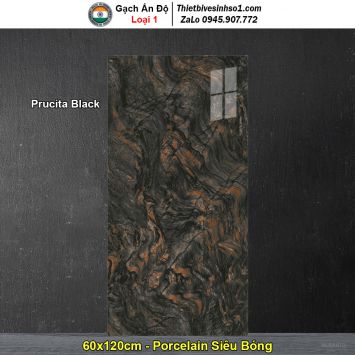 Gạch 60x120 Ấn Độ Prucita Black Đá Đen Đỏ