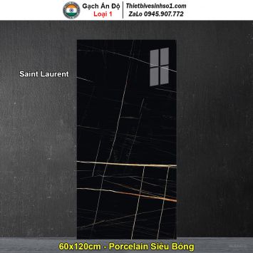 Gạch 60x120 Ấn Độ Saint Laurent Đen Vân Vàng