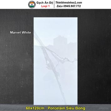 Gạch 60x120 Ấn Độ Marvel White Trắng Khói