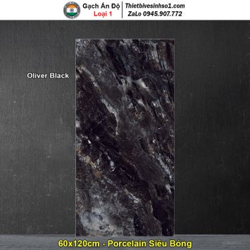 Gạch 60x120 Ấn Độ Oliver Black Vân Đá Đen