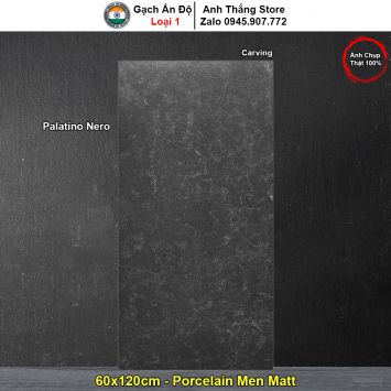 Gạch 60x120 Ấn Độ Palatino Nero Vân Ghi Đen