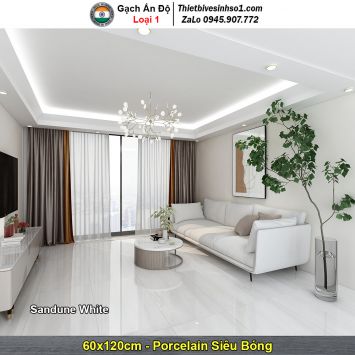 Gạch 60x120 Ấn Độ Sandune White Vân Sáng