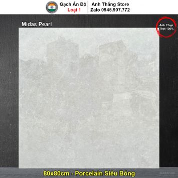 Gạch 80x80 Ấn Độ Midas Pearl Vân Đá Xám