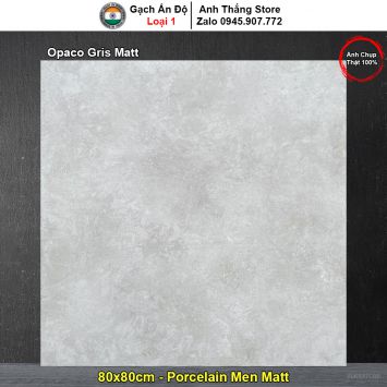 Gạch 80x80 Ấn Độ Opaco Gris Matt Vân Xi Măng