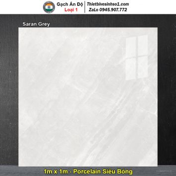 Gạch 1m x 1m Ấn Độ Saran Grey Vân Xám Sáng