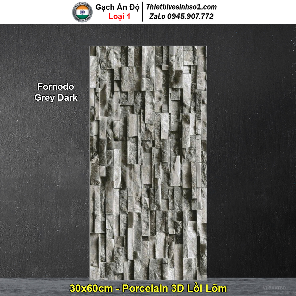 Gạch Ốp Trang Trí 30x60 Ấn Độ Fornodo Grey Dark