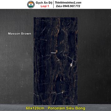 Gạch 60x120 Ấn Độ Masson Brown Đen Vân Đá