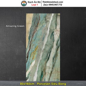 Gạch 80x160 Ấn Độ Amazing Green Vân Đá Xanh