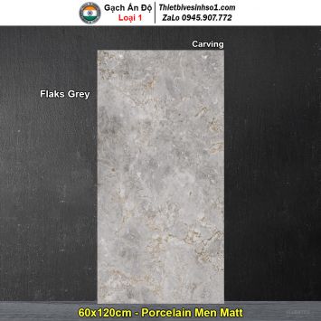 Gạch 60x120 Ấn Độ Flaks Grey Vân Đá Xám