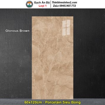 Gạch 60x120 Ấn Độ Glorious Brown Vân Đá Nâu