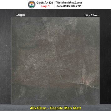 Gạch 40x40 Ấn Độ Grigio Vân Đá Ghi