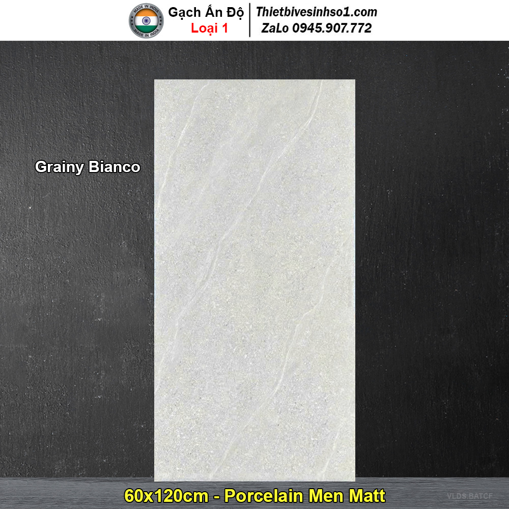 Gạch 60x120 Ấn Độ Grainy Bianco