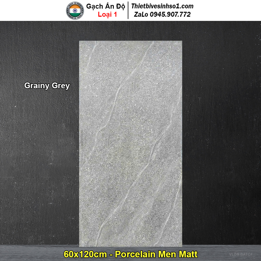 Gạch 60x120 Ấn Độ Grainy Grey