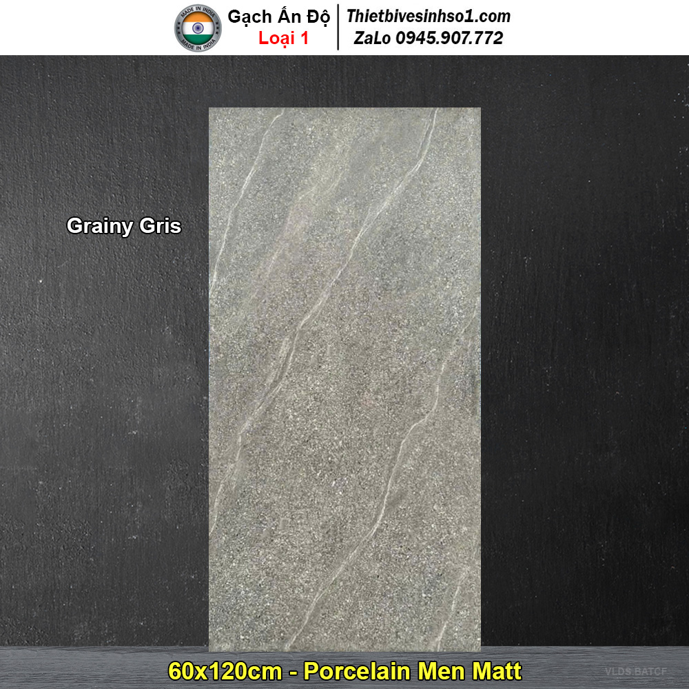 Gạch 60x120 Ấn Độ Grainy Gris